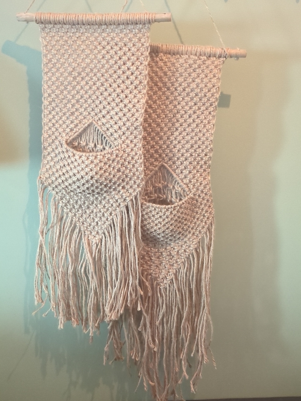 Boho Jute Macrame Wall Hanging Set Rustic Fringe Woven Decor Bohemian Pair
